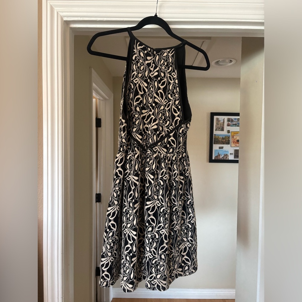 Bar III Black and Cream Backless Dress